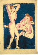 Ernst Ludwig Kirchner Three nudes and reclining man France oil painting artist